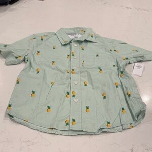 Old Navy Kids Pineapple Print Button Down Shirt - Light Green
